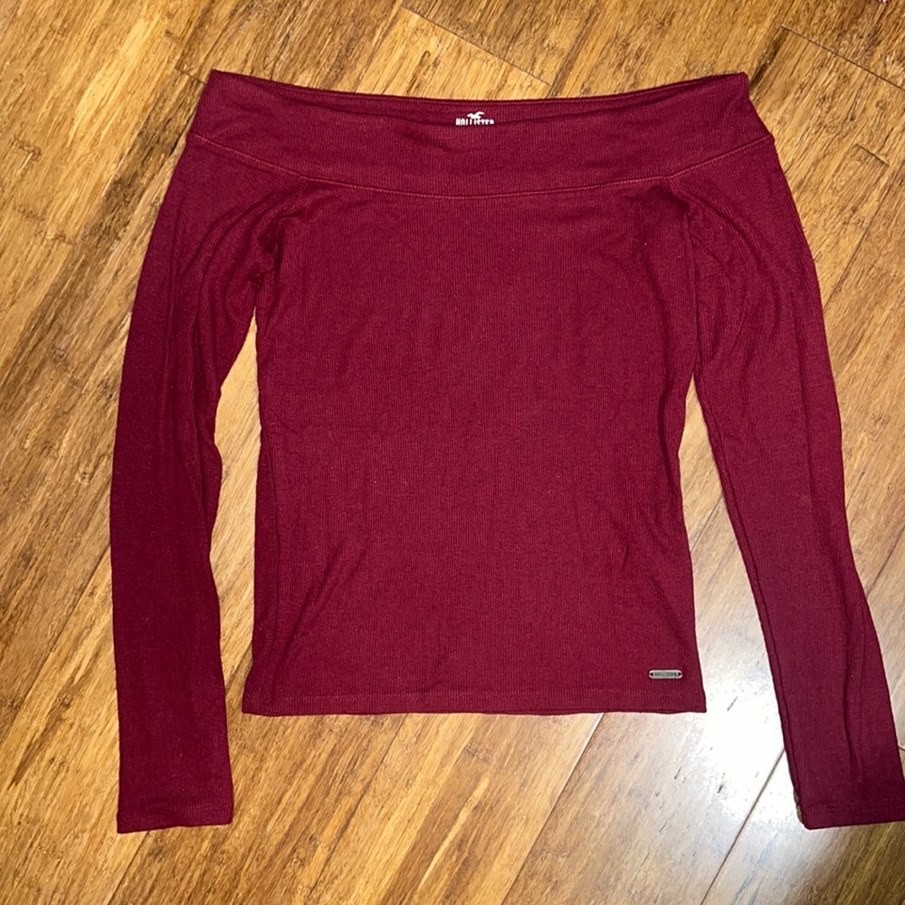 Hollister Off the Shoulder Red Long Sleeve
